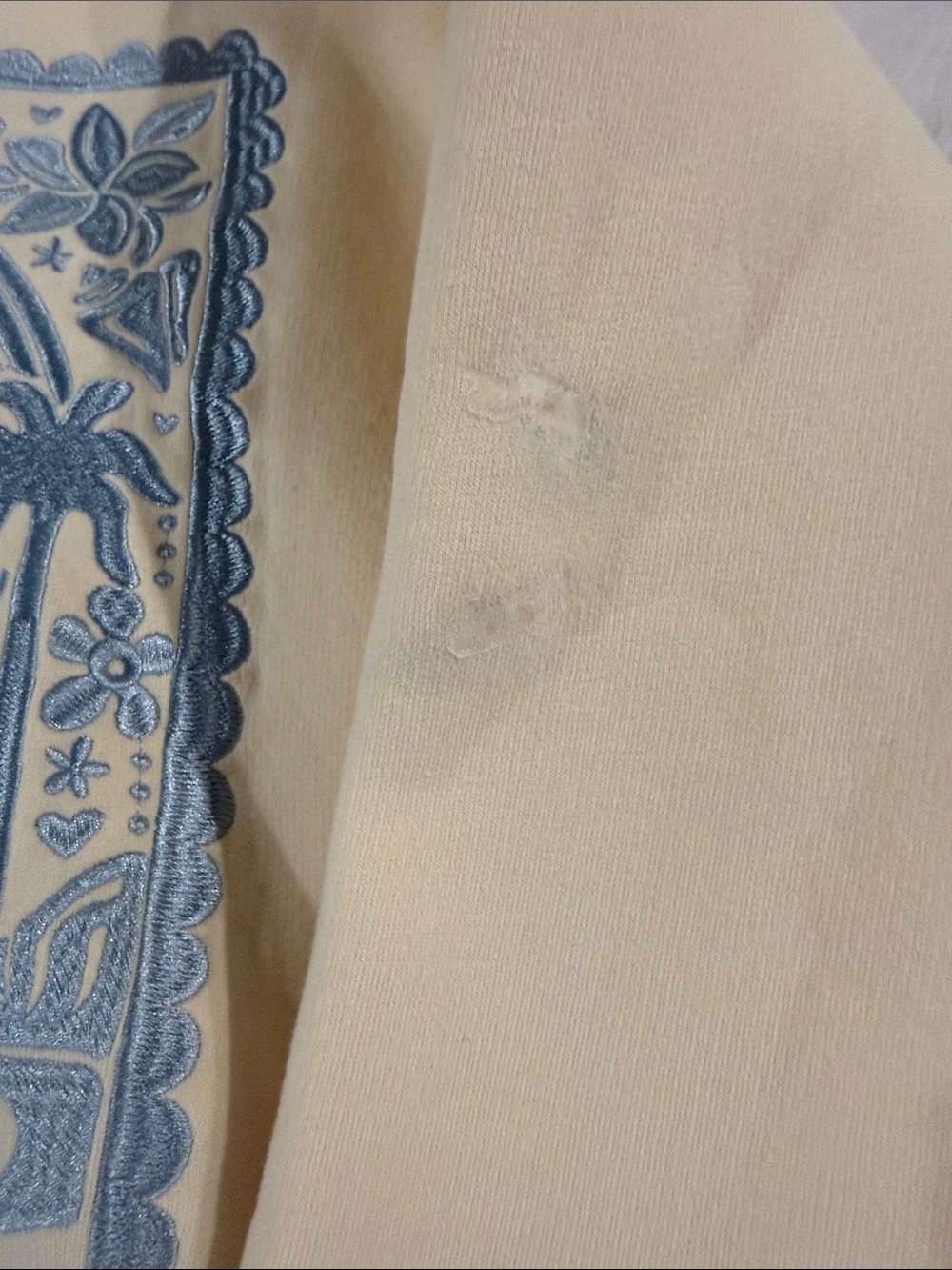 PINK Palm Puff Cream Dog Hoodie with Blue Logo - Picture 9 of 9